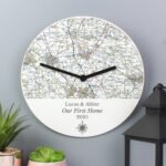 Personalised Present Day Map Compass Motif Wooden Wall Clock - Image 3