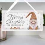 Personalised 'Merry Christmas' Gonk Design Hanging Wooden Sign