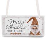 Personalised 'Merry Christmas' Gonk Design Hanging Wooden Sign - Image 4