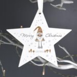 Personalised 'Merry Christmas' Gonk Design Hanging Wooden Star Decoration - Image 2