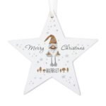 Personalised 'Merry Christmas' Gonk Design Hanging Wooden Star Decoration - Image 4