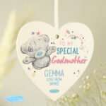 Personalised Me to You 'To My Special Godmother' Hanging Wooden Heart Decoration