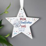 Personalised Me to You 'To My Special Godfather' Hanging Wooden Star Decoration