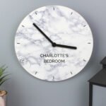 Personalised Any Message Marble Effect Wooden Wall Clock