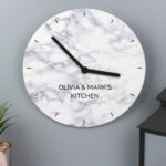 Personalised Any Message Marble Effect Wooden Wall Clock - Image 2