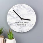 Personalised Any Message Marble Effect Wooden Wall Clock - Image 3