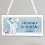 Personalised The Snowman Snow Wonder Hanging Wooden Christmas Sign