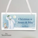 Personalised The Snowman Snow Wonder Hanging Wooden Christmas Sign