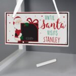Personalised 'Until Santa Visits' Christmas Chalk Countdown Hanging Wooden Sign - Image 4
