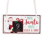 Personalised 'Until Santa Visits' Christmas Chalk Countdown Hanging Wooden Sign - Image 5