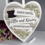 Personalised White Arrow Banner Chalk Countdown Hanging Wooden Heart Decoration - Image 2