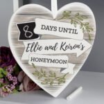 Personalised White Arrow Banner Chalk Countdown Hanging Wooden Heart Decoration - Image 3