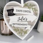Personalised White Arrow Banner Chalk Countdown Hanging Wooden Heart Decoration - Image 4