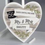 Personalised White Arrow Banner Chalk Countdown Hanging Wooden Heart Decoration - Image 5