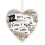 Personalised White Arrow Banner Chalk Countdown Hanging Wooden Heart Decoration - Image 7