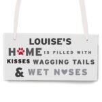 Personalised Dog 'Wagging Tails & Wet Noses' Hanging Wooden Sign - Image 3