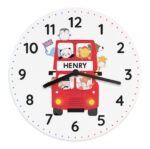 Personalised London Bus & Animals Wooden Wall Clock - Image 5