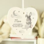 Personalised Baby Bunny Design Hanging Wooden Heart Decoration - Image 5