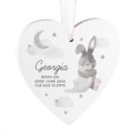 Personalised Baby Bunny Design Hanging Wooden Heart Decoration - Image 7