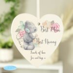 Personalised Me to You Floral Design Hanging Wooden Heart Decoration - Image 3