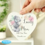 Personalised Me to You Floral Design Hanging Wooden Heart Decoration - Image 2