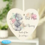 Personalised Me to You Floral Design Hanging Wooden Heart Decoration - Image 3