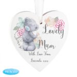 Personalised Me to You Floral Design Hanging Wooden Heart Decoration - Image 4