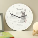 Personalised Baby Bunny Design White Wooden Wall Clock - Image 4