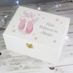 Personalised Swan Lake Ballet Shoes Motif White Wooden Keepsake Box - Image 3