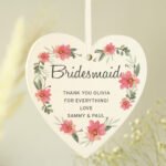 Personalised Any Message Floral Design Sentimental Hanging Wooden Heart Decoration - Image 3