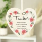 Personalised Any Message Floral Design Sentimental Hanging Wooden Heart Decoration - Image 4