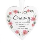 Personalised Any Message Floral Design Sentimental Hanging Wooden Heart Decoration - Image 7