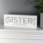 Personalised Floral Design 'Sister' Wooden Mantel Decoration - Image 2