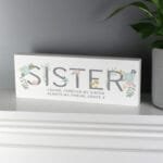 Personalised Floral Design 'Sister' Wooden Mantel Decoration - Image 3