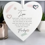 Personalised Any Message Hearts Design Large Hanging Wooden Heart Decoration - Image 2