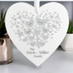 Personalised Family Tree Design Large Hanging Wooden Heart Decoration - Image 2