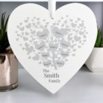 Personalised Family Tree Design Large Hanging Wooden Heart Decoration - Image 3