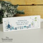 Personalised The Snowman and the Snowdog Wooden Mantel Decoration - Image 2
