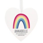 Personalised Rainbow Design Large Hanging Wooden Heart Decoration - Image 4