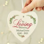 Personalised 'In Loving Memory' Hanging Wooden Heart Decoration - Image 2