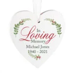 Personalised 'In Loving Memory' Hanging Wooden Heart Decoration - Image 4