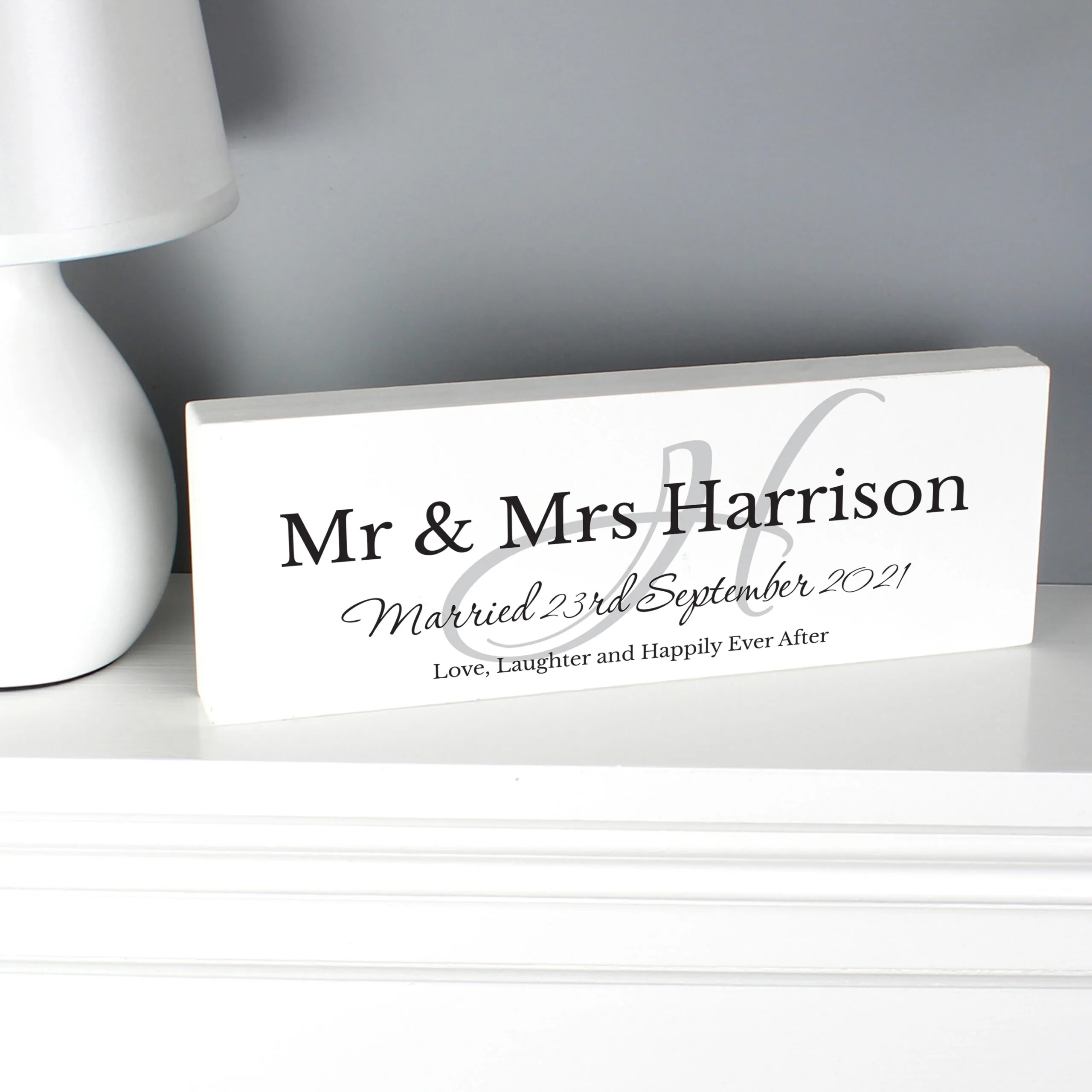 Personalised 'Family' Modern Wooden Mantel Decoration - Image 2