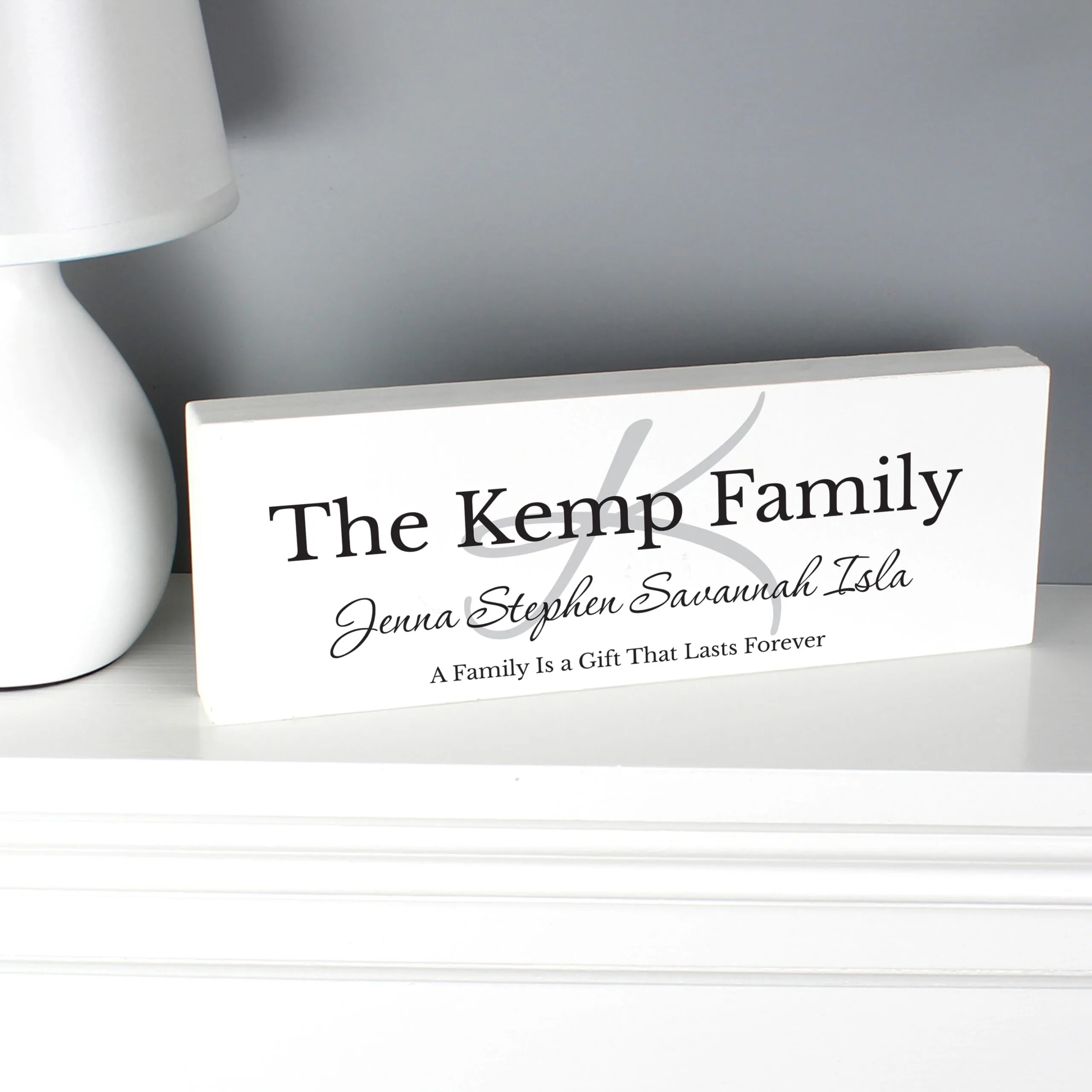 Personalised 'Family' Modern Wooden Mantel Decoration - Image 4