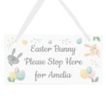Personalised 'Easter Bunny Please Stop Here' Hanging Wooden Sign - Image 6