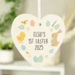 Personalised '1st Easter' Hanging Wooden Heart Decoration - Image 3