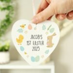 Personalised '1st Easter' Hanging Wooden Heart Decoration - Image 4
