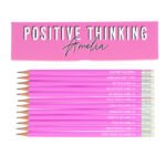 Personalised 'Positive Thinking' Pencil Box & 12 Pink HB Pencils - Image 3