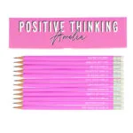 Personalised 'Positive Thinking' Pencil Box & 12 Pink HB Pencils - Image 3
