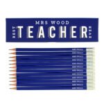 Personalised 'Best Teacher Ever' Pencil Box & 12 Blue HB Pencils - Image 3