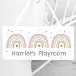Personalised Rainbow Design Hanging Wooden Sign - Image 2